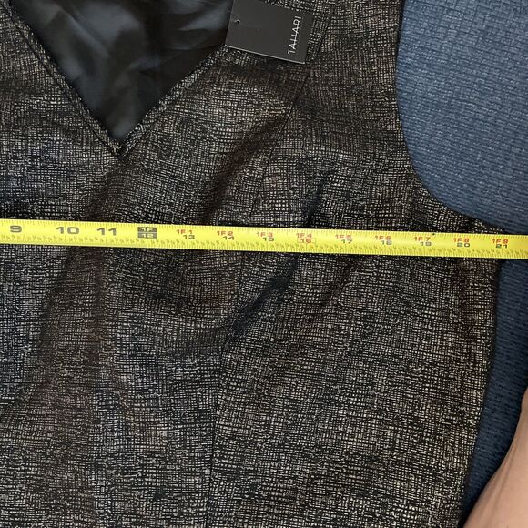 NWT Tahari Blouse XL Peplum Top Metalic Black Gold Holiday Party Date Wedding - Picture 14 of 15